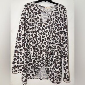Leopard Print Knot Front Top